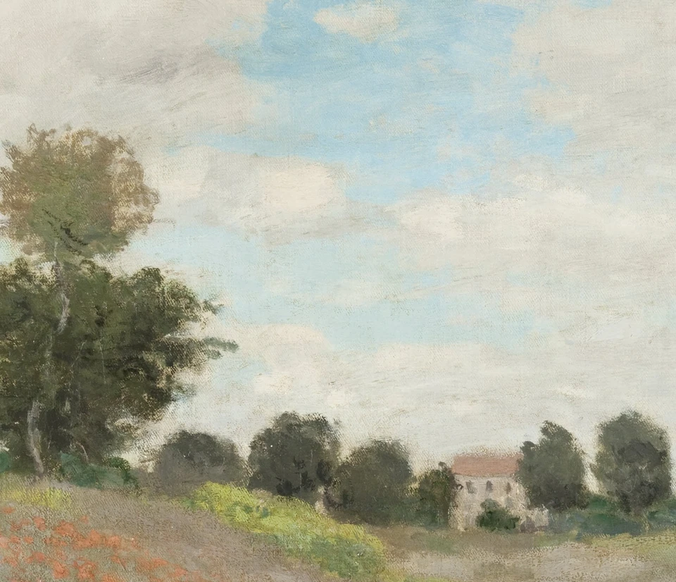 Bomen en zomerlicht in Klaprozen bij Argenteuil van Claude Monet