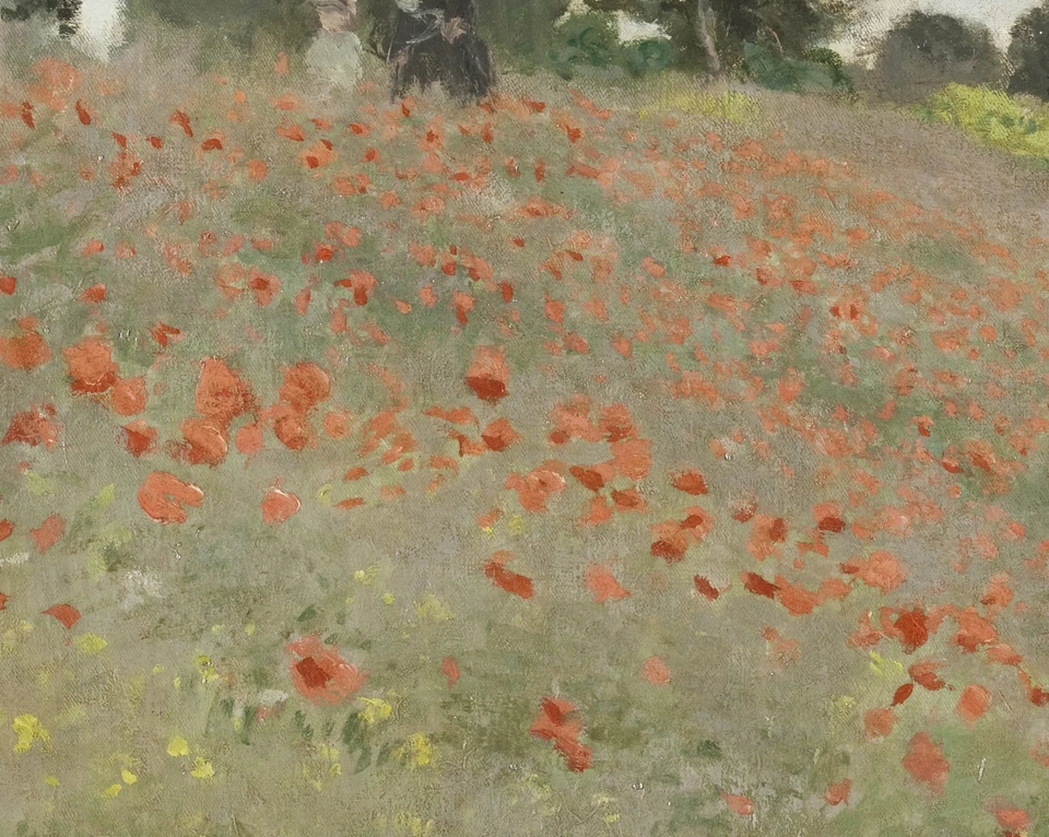 Klaprozen op de voorgrond in Klaprozen bij Argenteuil van Claude Monet