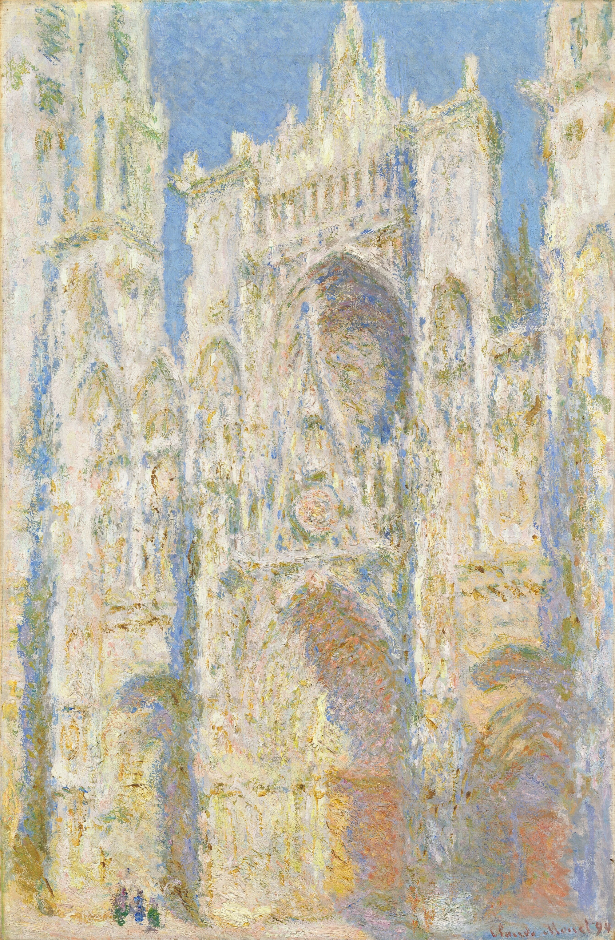 De kathedraal van Rouen in zonlicht van Claude Monet