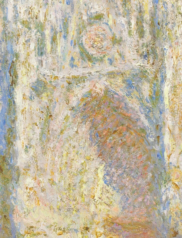 Het centrale portaal in De kathedraal van Rouen in zonlicht van Claude Monet
