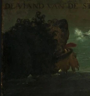 De hond aan de waterkant in De bedreigde zwaan van Jan Asselijn