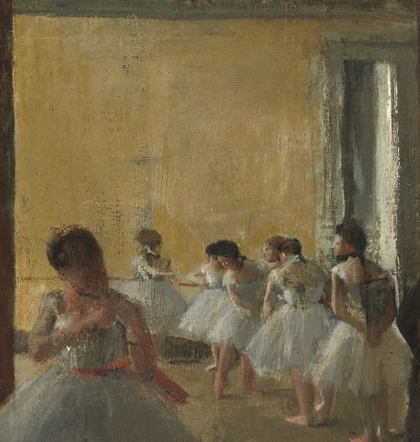 De lichte achterkamer in De balletklas van Edgar Degas