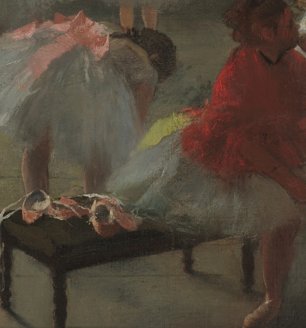 Rust bij de bank in De balletklas van Edgar Degas