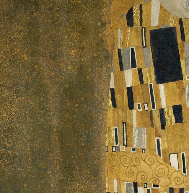 Geometrische goudpatronen in De Kus van Gustav Klimt