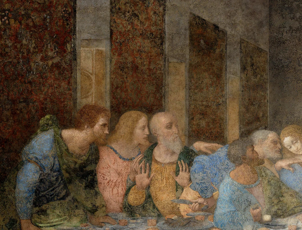Gebaren van de apostelen links in Het Laatste Avondmaal van Leonardo da Vinci