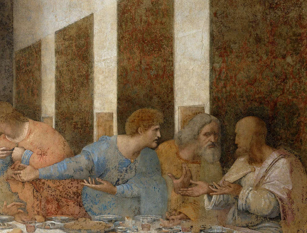 Reacties van de apostelen rechts in Het Laatste Avondmaal van Leonardo da Vinci