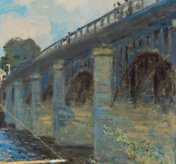 De stenen brug in De brug bij Argenteuil van Claude Monet