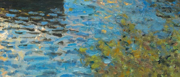 Kleur op het water in De brug bij Argenteuil van Claude Monet