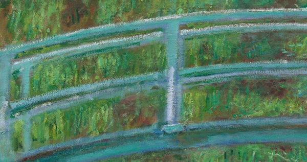 De gebogen brug in De Japanse brug van Claude Monet