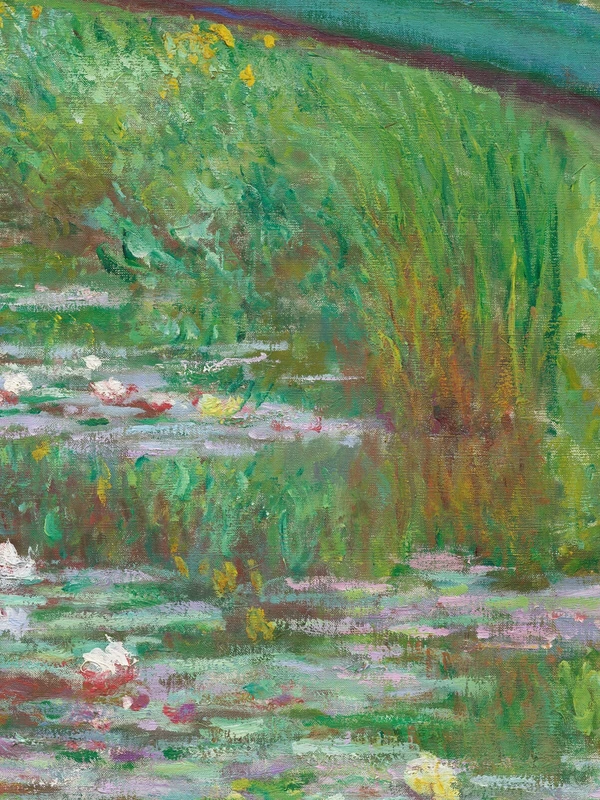 Begroeiing langs de oever in De Japanse brug van Claude Monet
