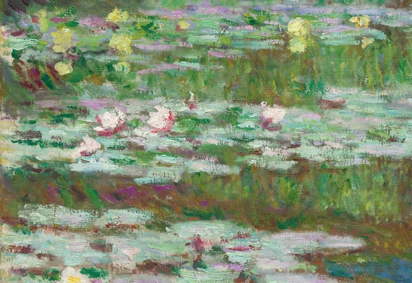 Weerspiegelingen in het water in De Japanse brug van Claude Monet