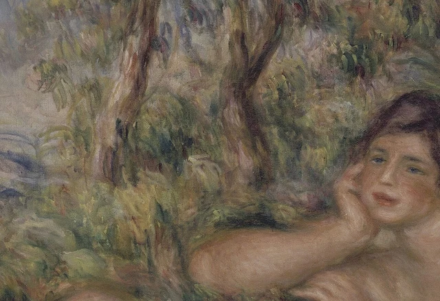 Gezicht en arm van een badende vrouw in Bathers van Renoir — Pierre-Auguste Renoir