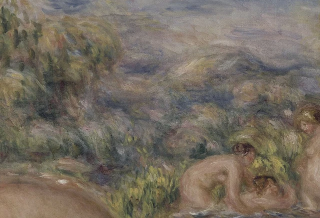 Bathers in een groen landschap van Pierre-Auguste Renoir