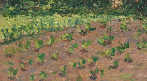 De beplante bedden in De tuin van de kunstenaar in Éragny van Camille Pissarro