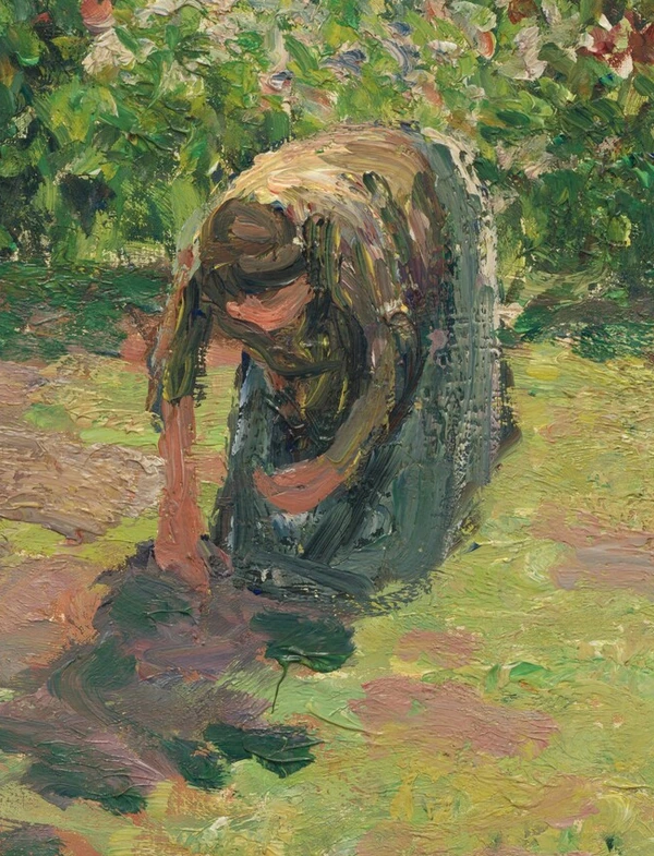 De figuur in de tuin in De tuin van de kunstenaar in Éragny van Camille Pissarro