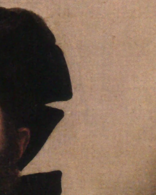 Profiel en donkere kap in Portrait of Baldassare Castiglione — Raphael Sanzio