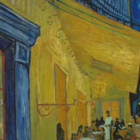 Geel verlicht terras in Caféterras bij nacht van Vincent van Gogh