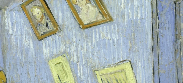 Afbeeldingen aan de muur in De slaapkamer van Vincent van Gogh
