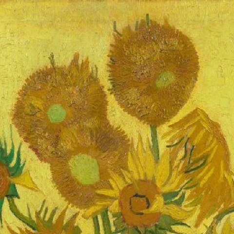 Grote bloemhoofden in Zonnebloemen van Vincent van Gogh