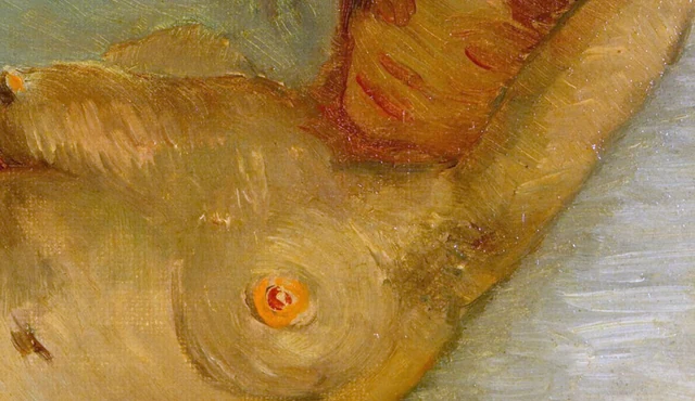Warme oker- en oranjetonen in Nude Woman Reclining van Vincent van Gogh