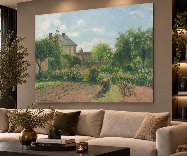 De tuin van de kunstenaar in Éragny volledig en liggend aan de muur in een interieur