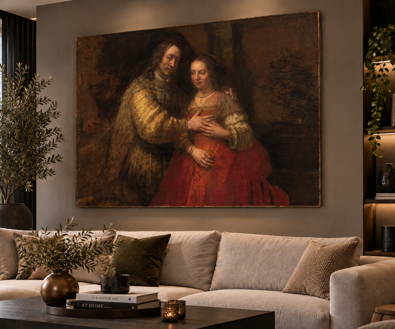 Het Joodse bruidje volledig en liggend aan de muur in een interieur