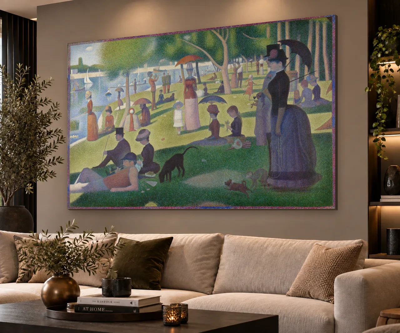 Een zondag op La Grande Jatte volledig en liggend aan de muur in een interieur