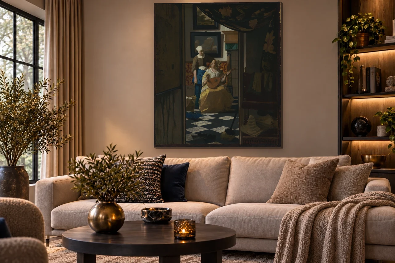 De liefdesbrief volledig en staand aan de muur in een interieur