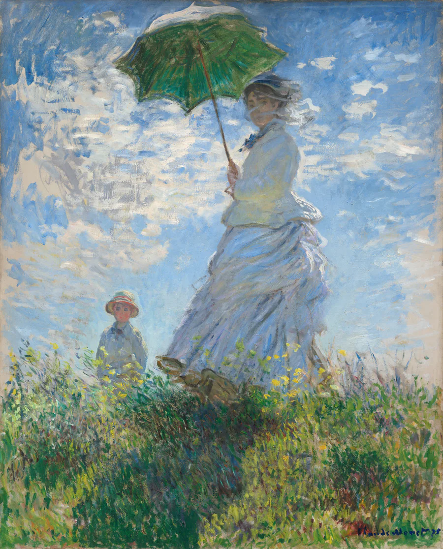 Vrouw met parasol van Claude Monet